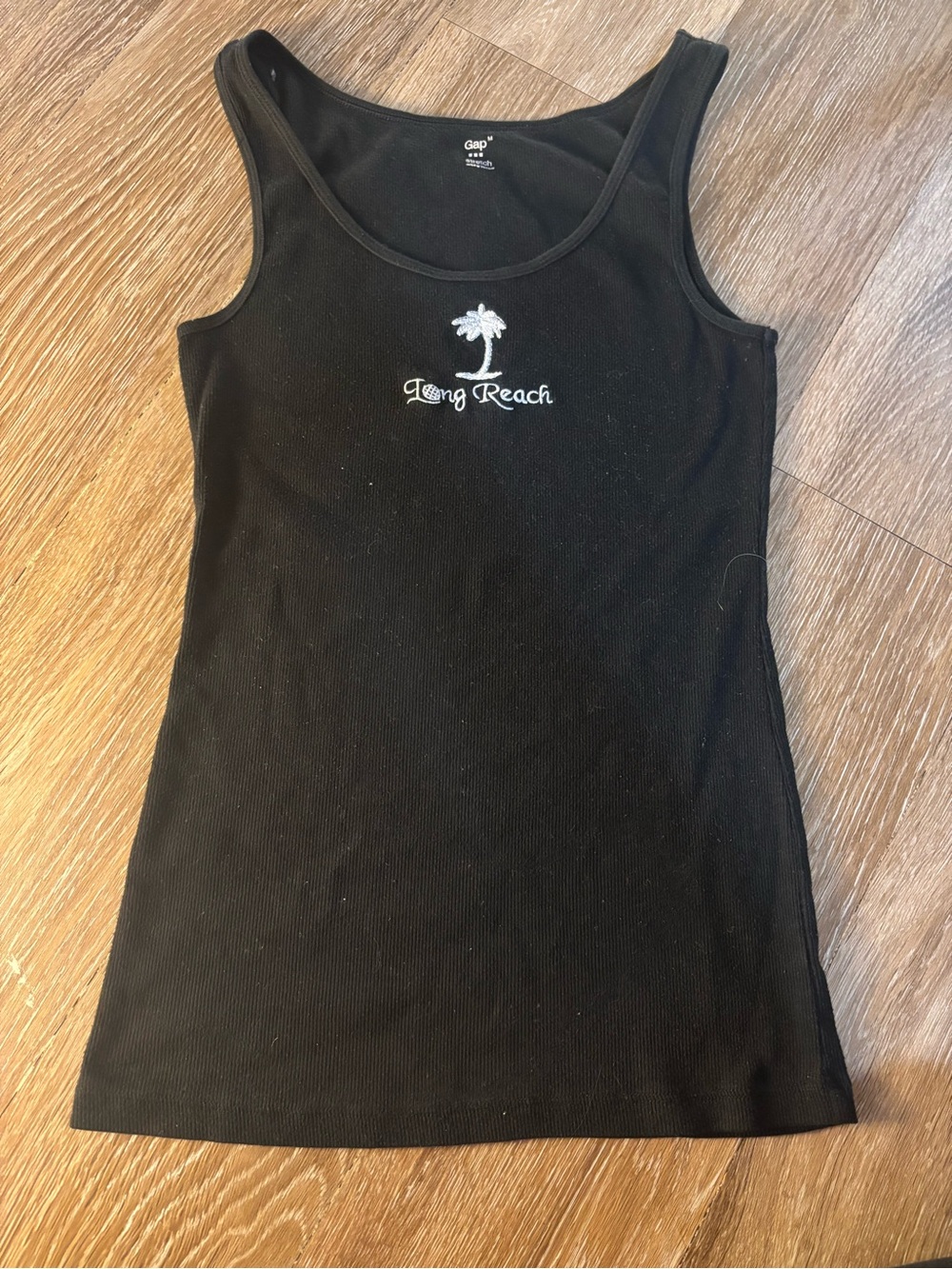 GAP Black Tank Top with White Palm Embroidery